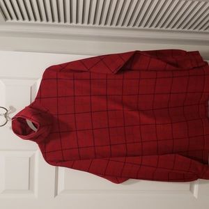 Men's turtleneck sweater. Red/black/grey. Size Large.